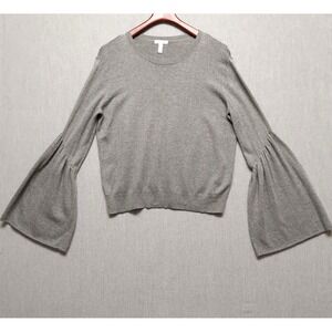 Leith Sweater Womens L Gray Top Bell Sleeve Minimalist Soft Knit Pullover